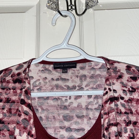 Classic Editions Ladies Fooler Top Burgundy Pink Black Size XL - Picture 2 of 11